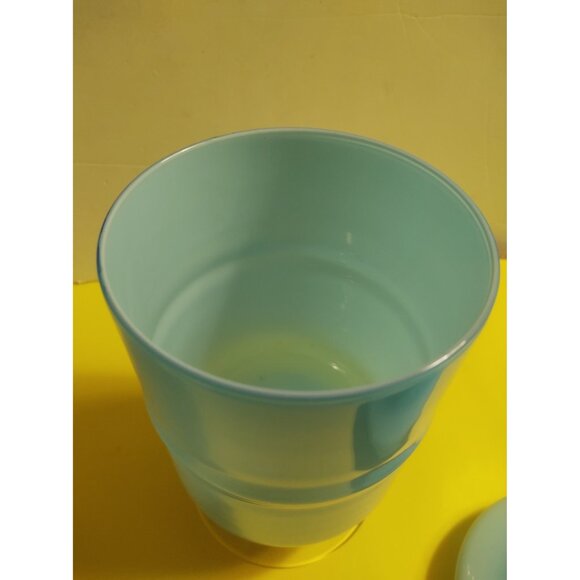 10" Gunnar Ander Design  Encased Blue/Turquoise Opaline Art Glass Jar Lidded - Picture 14 of 16